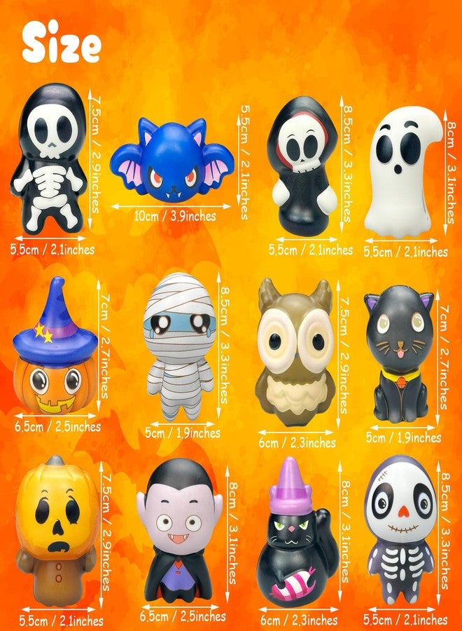 funnysquee مجموعة ألعاب ضغط هالوين من funnysquee، 12 قطعة، تتضمن كرات ضغط، ودمى كرتونية على شكل مومياء، يقطين، خفاش، وشبح، لتخفيف التوتر، هدية مثالية للأطفال والكبار (هالوين). - Image 2